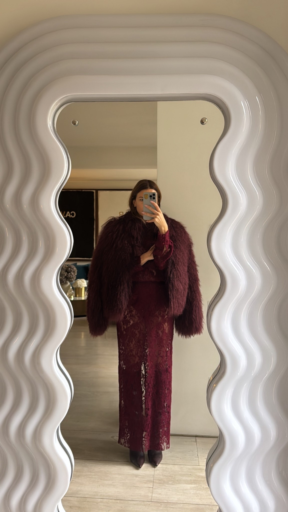 I’m wearing the XS set. Any burgundy bra will do. 