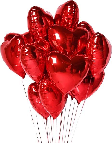 Larchio 30pcs Valentine Heart Balloons, 18" Foil Heart Shaped Balloons For Valentines Day Wedding... | Amazon (US)
