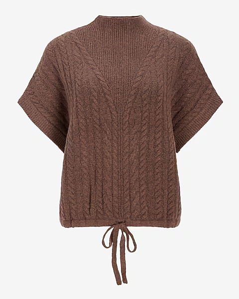 Cable Knit Drawstring Short Sleeve Sweater | Express