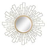 Stonebriar Round Decorative Antique Gold 23" Geometric Metal Sunburst Hanging Mirror for Wall, Moder | Amazon (US)