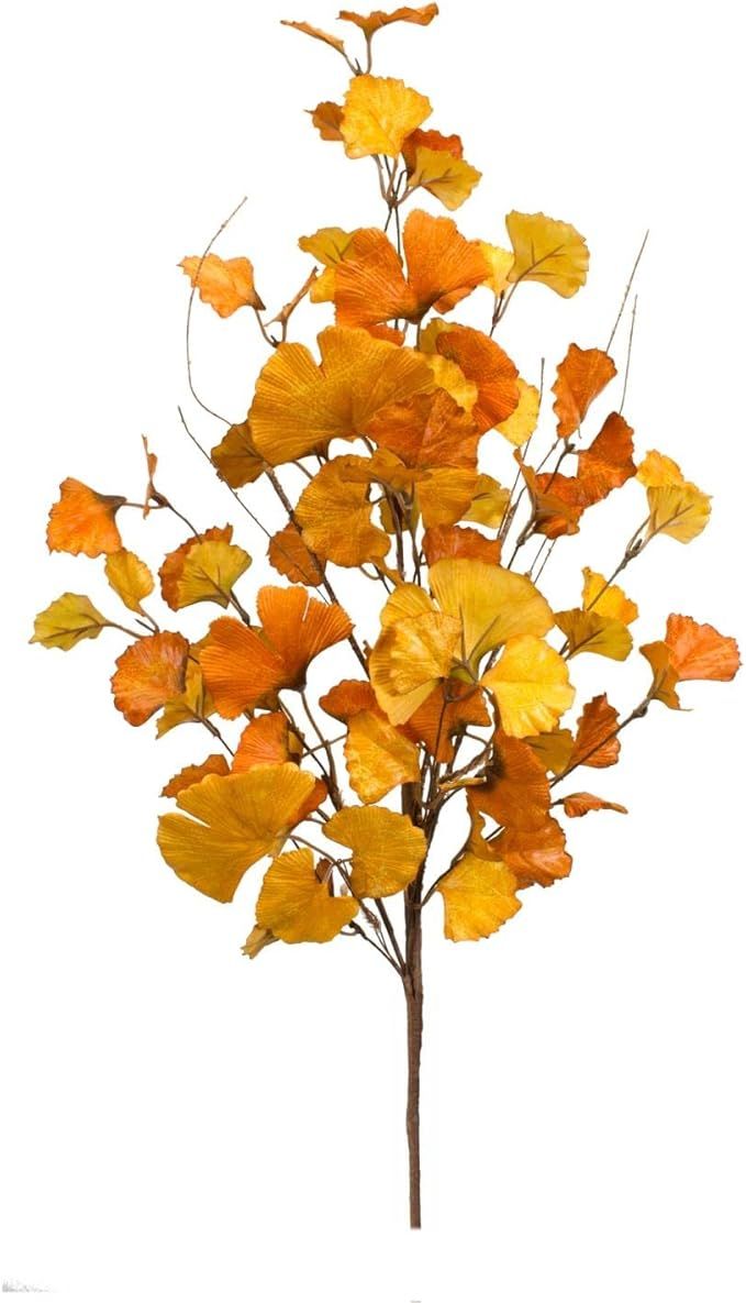 Melrose Set of 6 Fall Gingko Leaf Spray with Orange and Tan Finish 83679DS | Amazon (US)