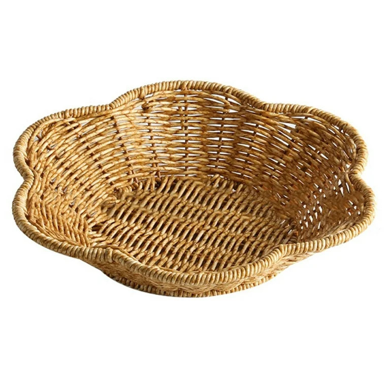 Round Wicker Rattan Serving Basket Tray,Happon Wicker Woven Food Storage Tray,Decorative Tray Wov... | Walmart (US)