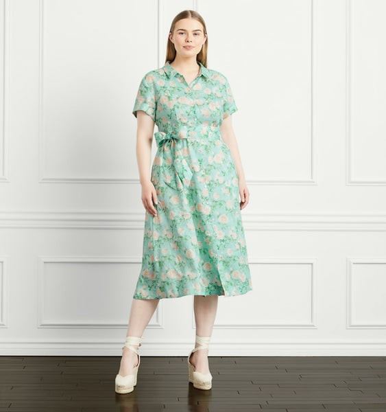 The Lily Dress - Blue Roses Linen | Hill House Home