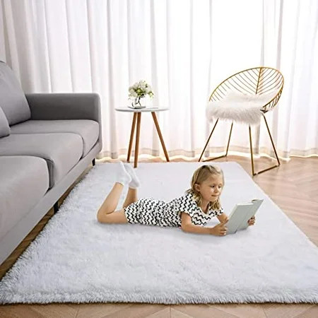 Soft Area Rug for Bedroom Fluffy Shaggy 3x5 White Rugs for Living Room Furry Plush Carpets New Upgra | Walmart (US)