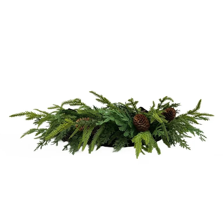 Cedar and Pinecones Christmas Wreath, Green and Brown, 22", by Holiday Time | Walmart (US)