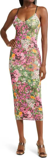 Amina Floral Mesh Slipdress | Nordstrom