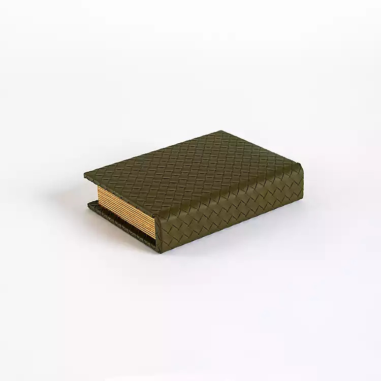 Olive Green Woven Faux Leather Book Box, 7.6 in. | Kirklands