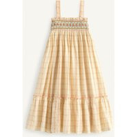 Zara - Limited Edition Long Plaid Dress With Embroidered Flowers - Light Yellow - 13-14 Years (64,6 Inches) - Kids | Zara US