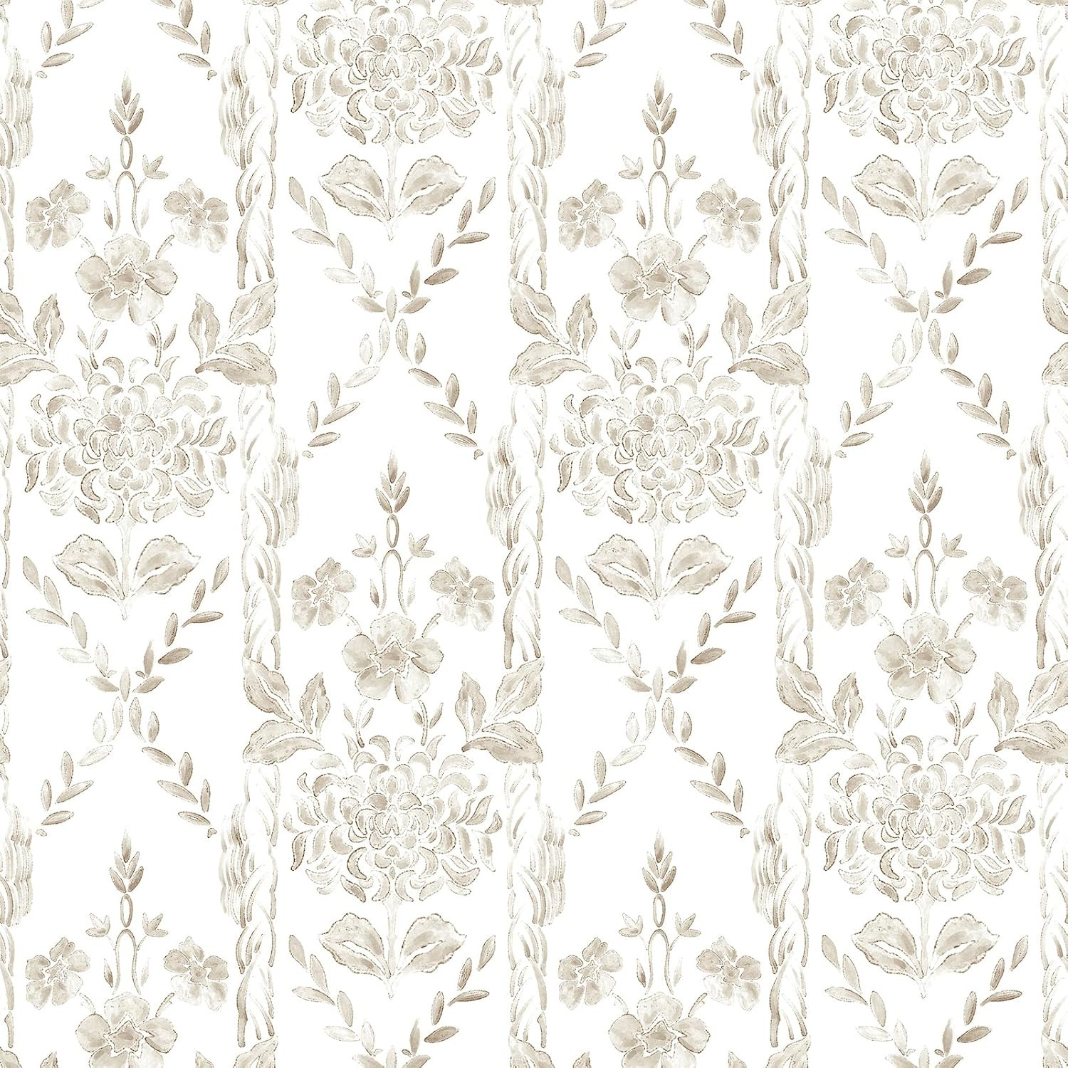 Beige and White Wallpaper Modern Peel and Stick Wallpaper Boho Floral Wall Paper Removable Self A... | Amazon (US)