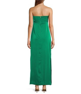 Carlynn Satin Bow Strapless Side Slit Maxi Dress | Dillard's