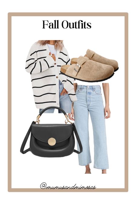 Fall outfit inspo cozy
Striped cardigan 
Amazon handbag
Birkenstock inspired clogs
Levi’s ankle straight jeans 
Fall outfit
Teacher outfit
Casual fall outfit 

#LTKfindsunder100 #LTKitbag #LTKshoecrush