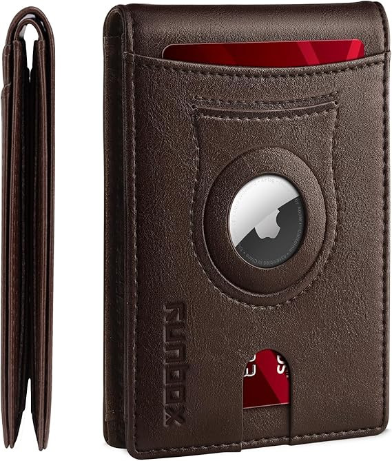 RUNBOX AirTag-Wallet-Mens-Slim-RFID Blocking Wallets Leather with Bill Compartment Air Tag Bifold... | Amazon (US)