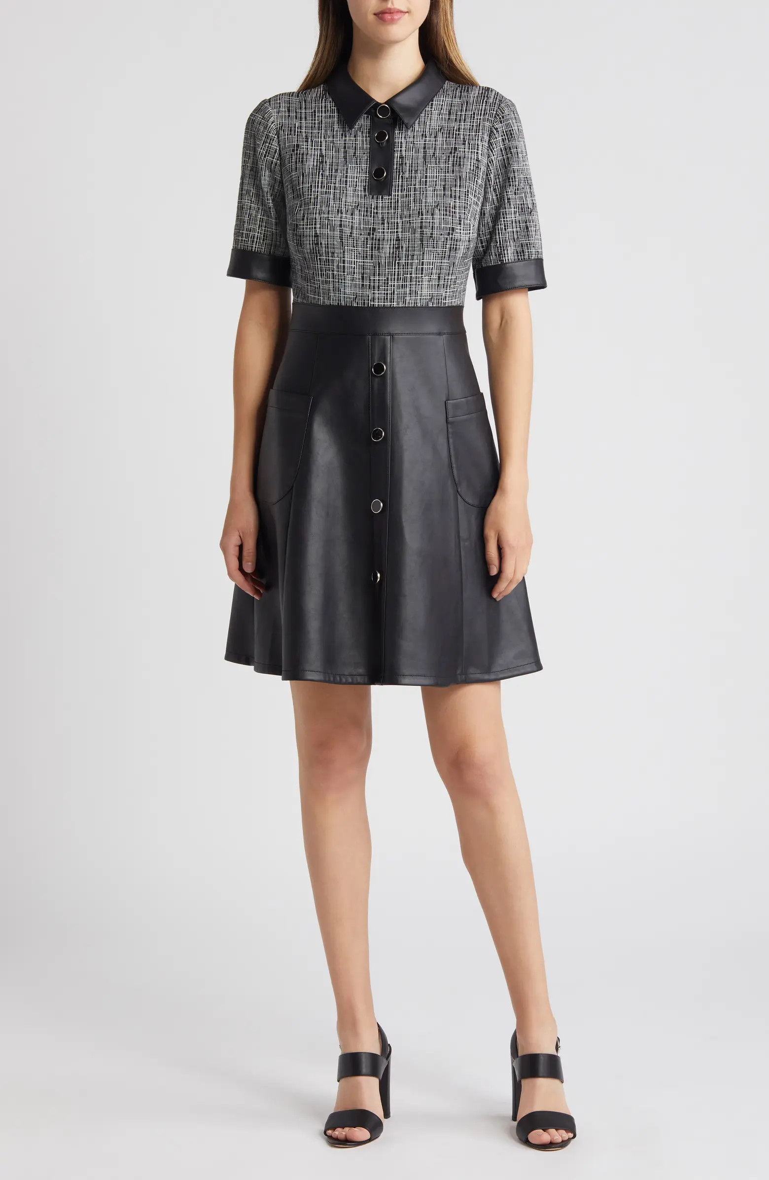 Eliza J Mixed Media A-Line Dress | Nordstrom | Nordstrom