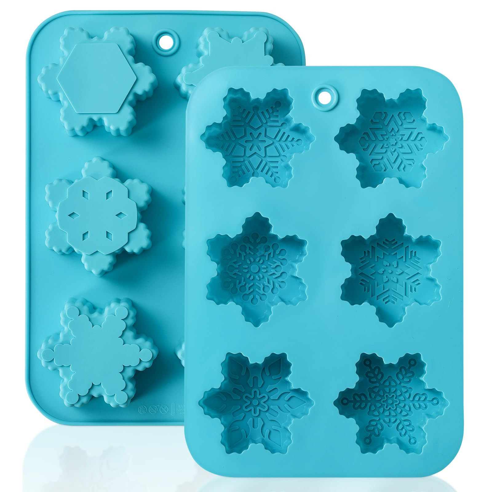 HKNMTT Snowflake Christmas Silicone Mold 12 Cavity 6 Shapes for Holiday Soap Chocolate Cocoa Bomb... | Amazon (US)