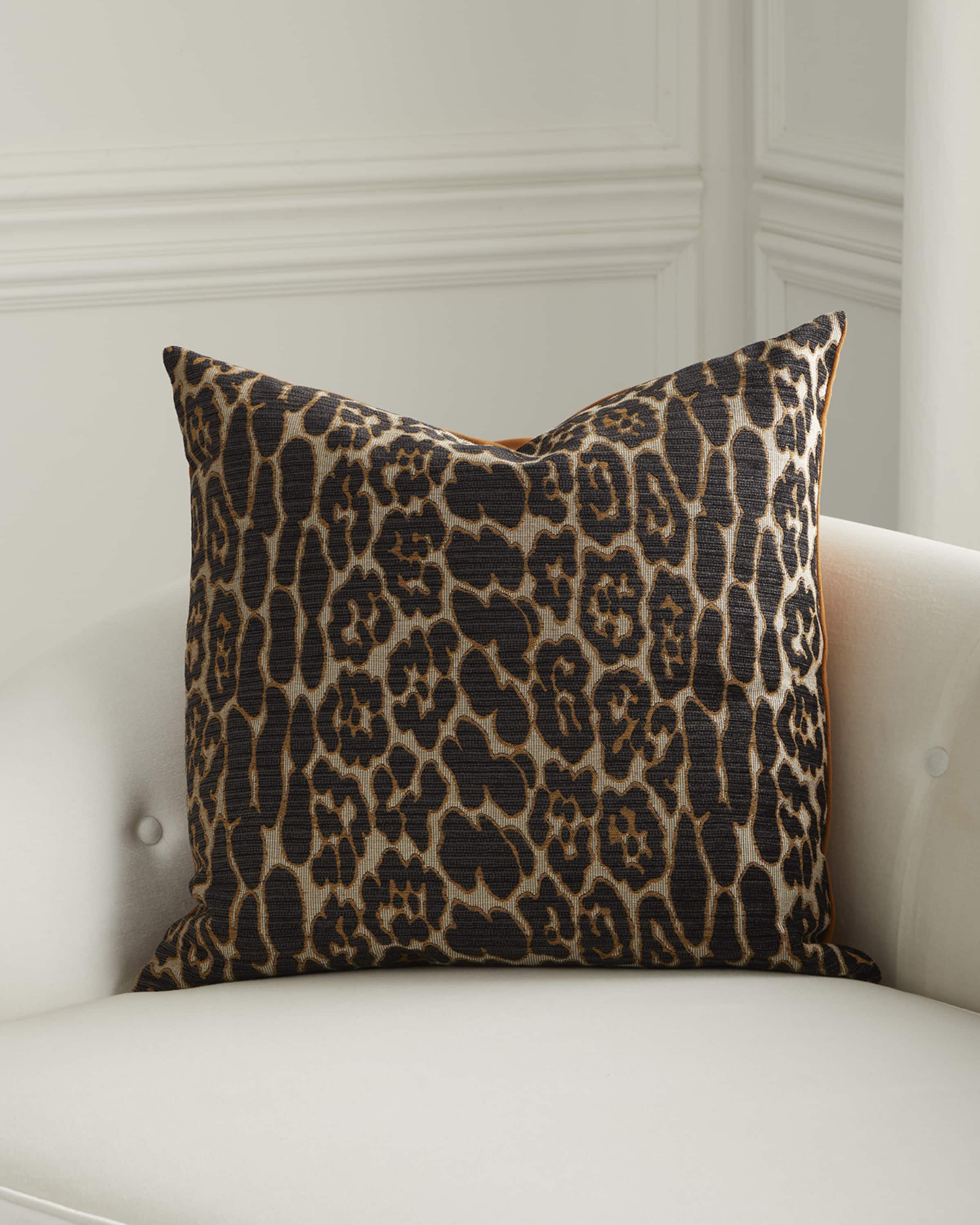 Ellina Espresso Leopard-Pattern Pillow, 24" Square | Horchow