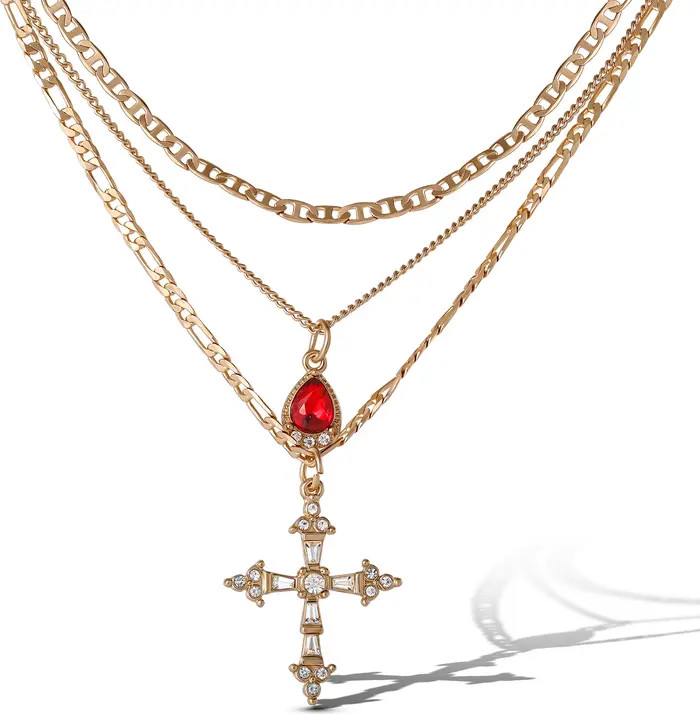 Layered Cross & Gem Necklace | Nordstrom