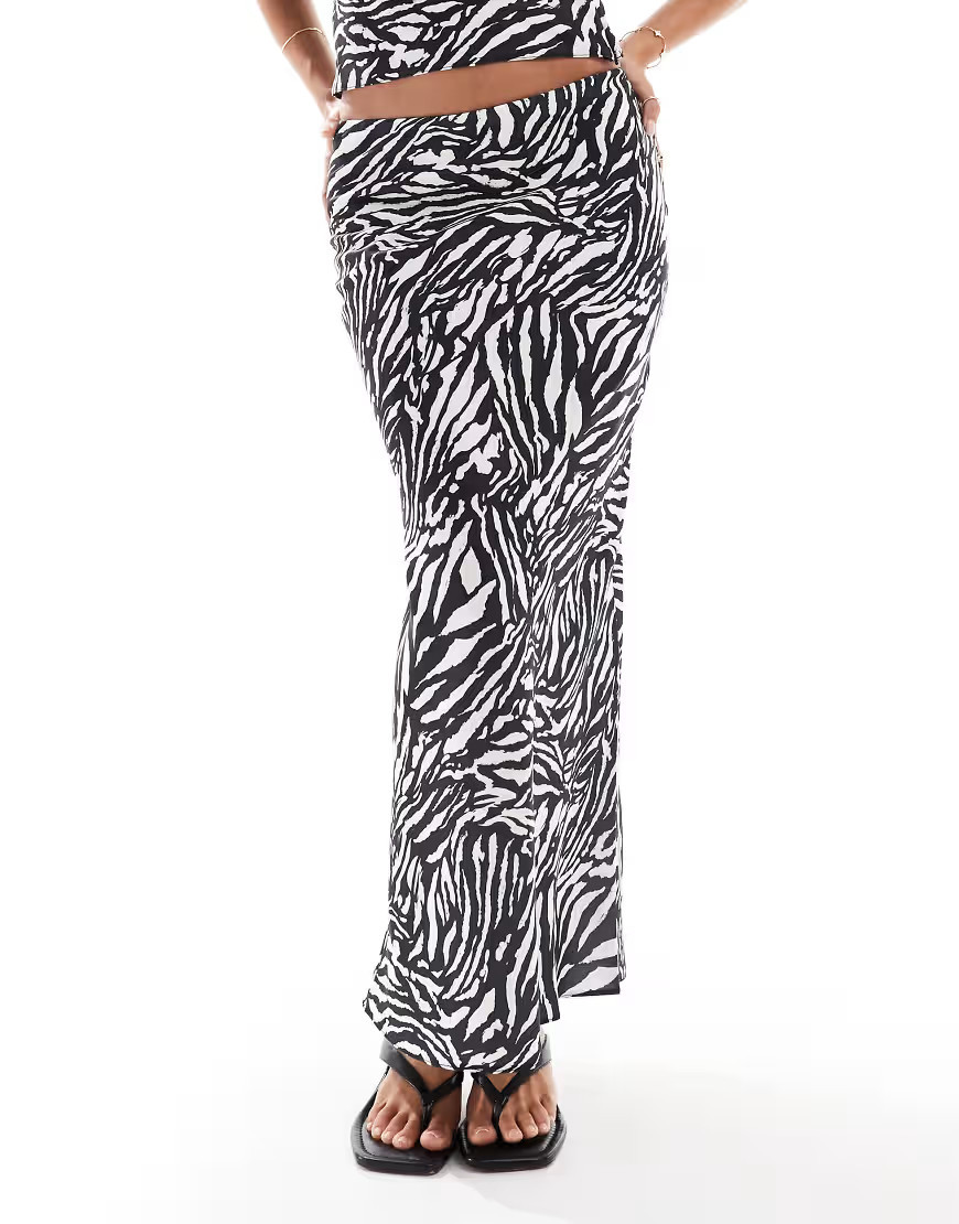 ASOS DESISN soft touch maxi skirt co-ord in zebra print-Multi | ASOS (Global)