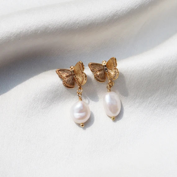 14K Gold Plated social Affair Butterfly Pearl | Etsy | Etsy (US)