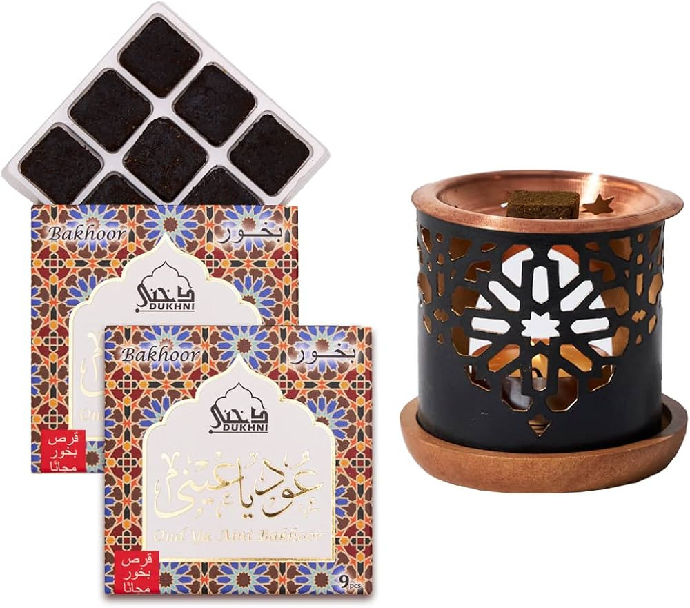 Oud Ya Aini Bakhoor Set عود بخور و مبخرشمعدان by Dukhni | 2 x 9 Piece Each & Or... | Amazon (US)