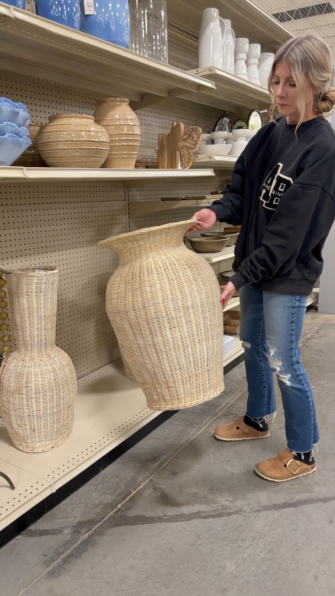 This giant rattan floor base is very similar to West Elm, but only $79 go for $199. Look for less floor return return vase.

#LTKHome #LTKSaleAlert