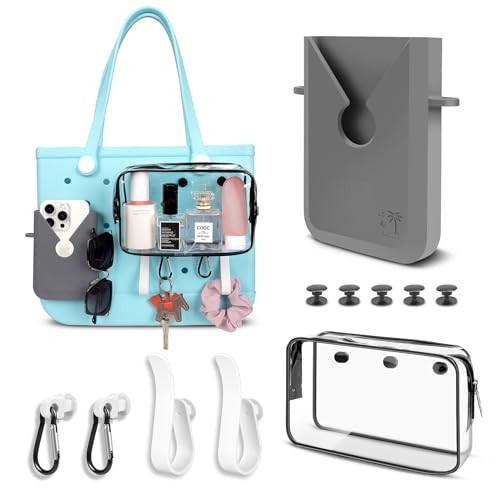 MTHJYDF 6 Packs,Suitable for Bogg Bag Accessories Set,Can Be Installed Inside and Outside the Beach Bag.Includes Silicone Phone Holder,PVC Insert Bag,Hooks,and Keychain | Amazon (US)