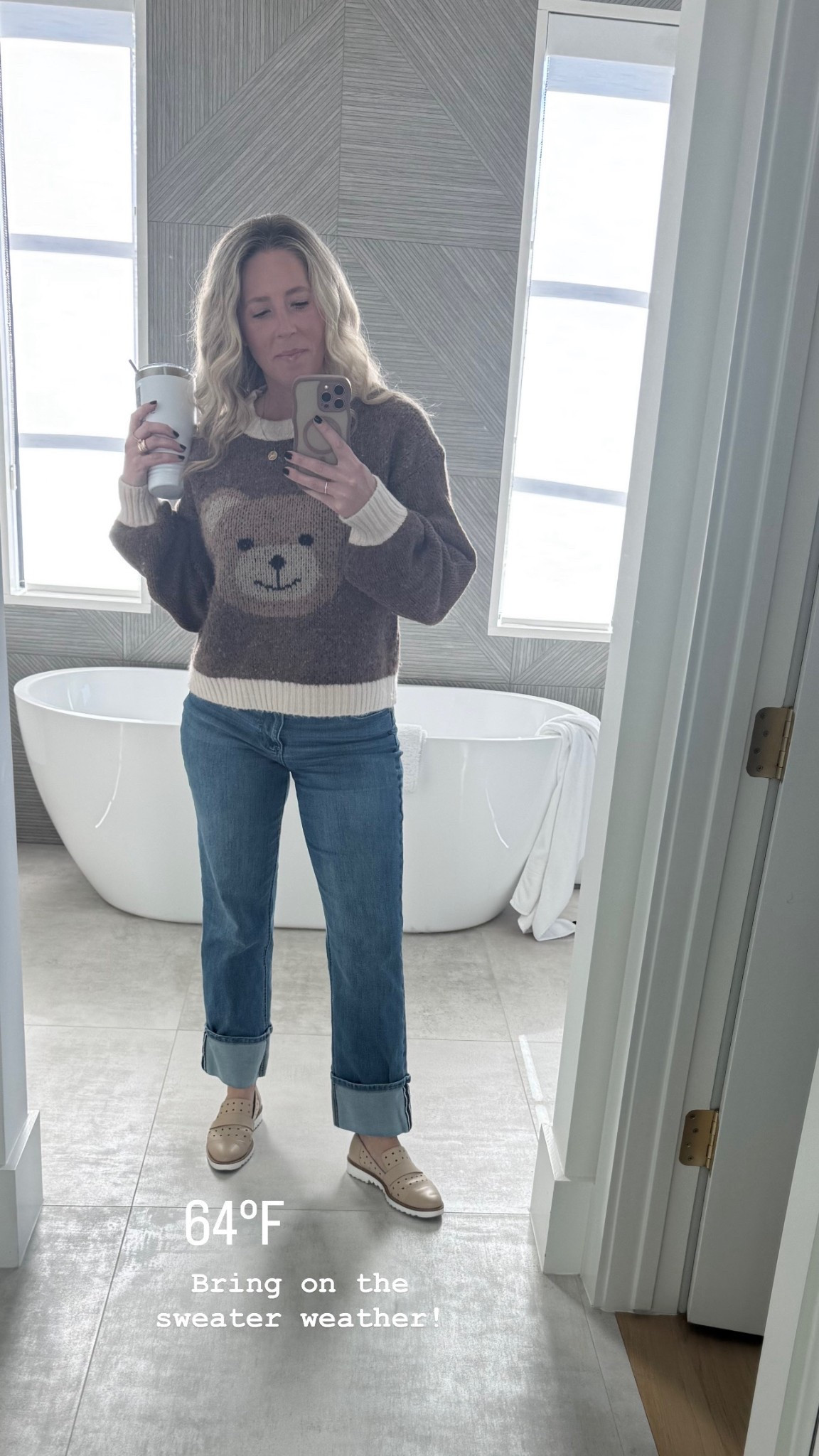 64 degrees. yes! get cozy in this sweet teddy bear sweater. i wore this on repeat last season!
*linked similar looks

#LTKStyleTip #LTKOver40