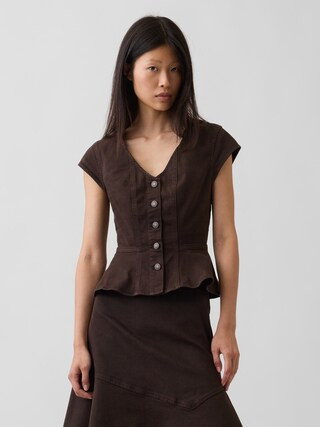 Denim Fitted Peplum Top | Gap (US)