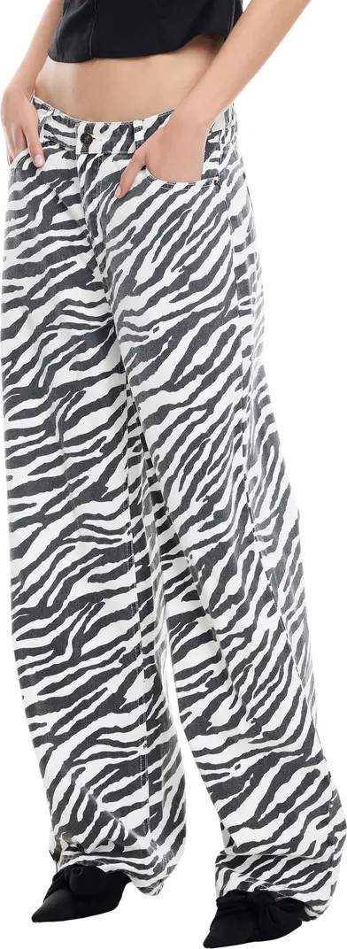 Top Model Zebra Stripe Low Rise Baggy Jeans | Nordstrom