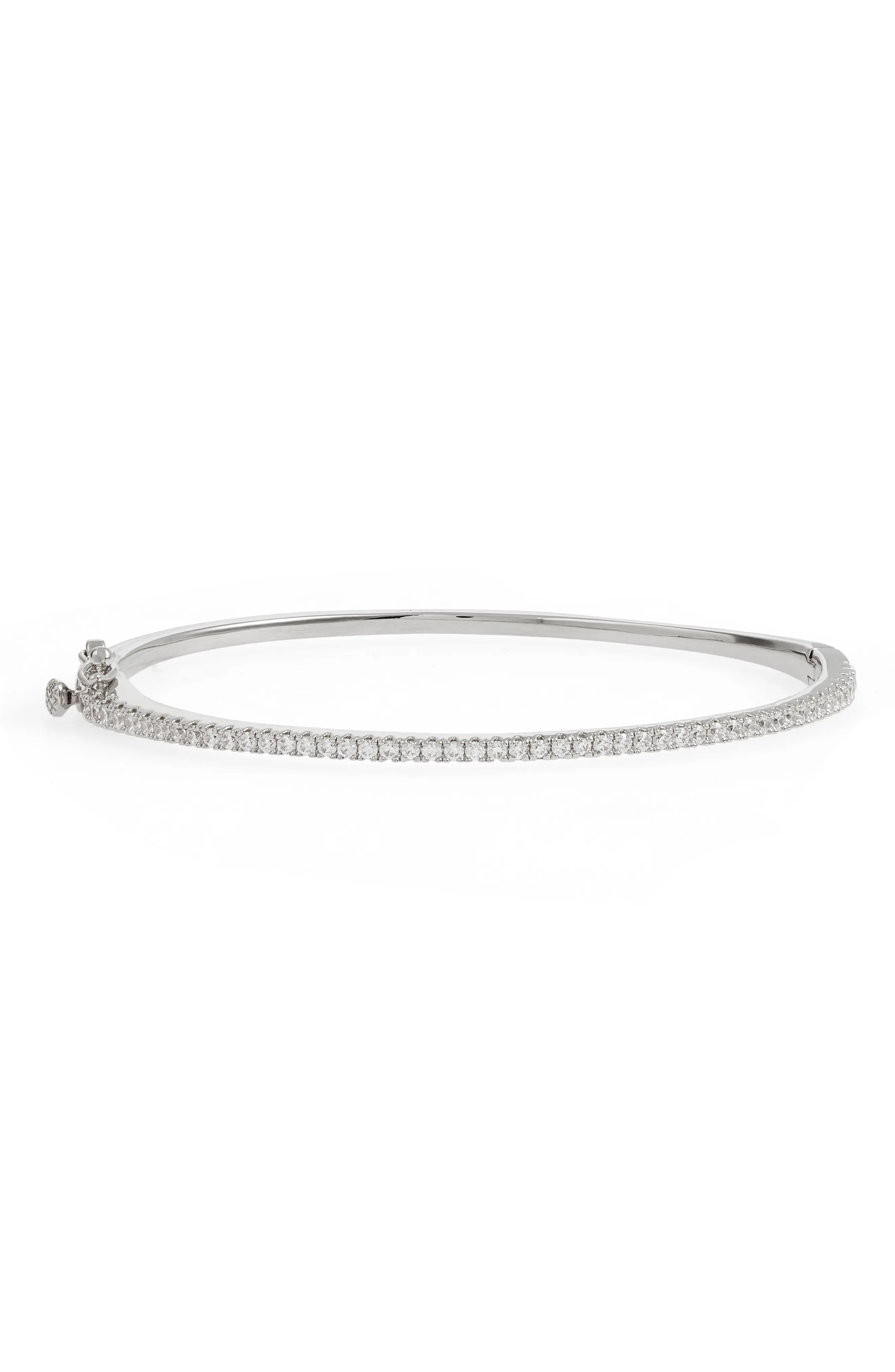 Nordstrom Delicate Cubic Zirconia Bangle in Clear- Silver at Nordstrom | Nordstrom