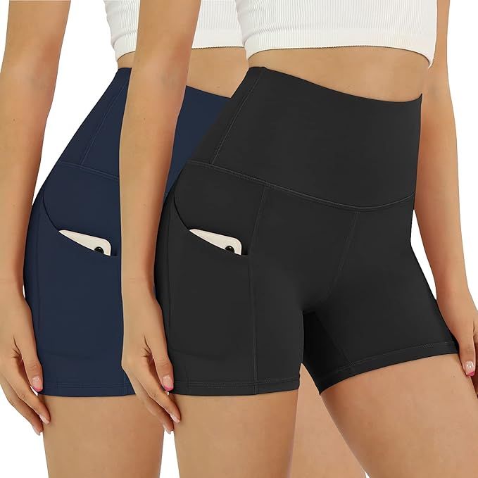 ODODOS Women's 5"/2.5"/9" High Waist Bike Shorts with Pockets Workout Sports Athletic Running Bik... | Amazon (US)
