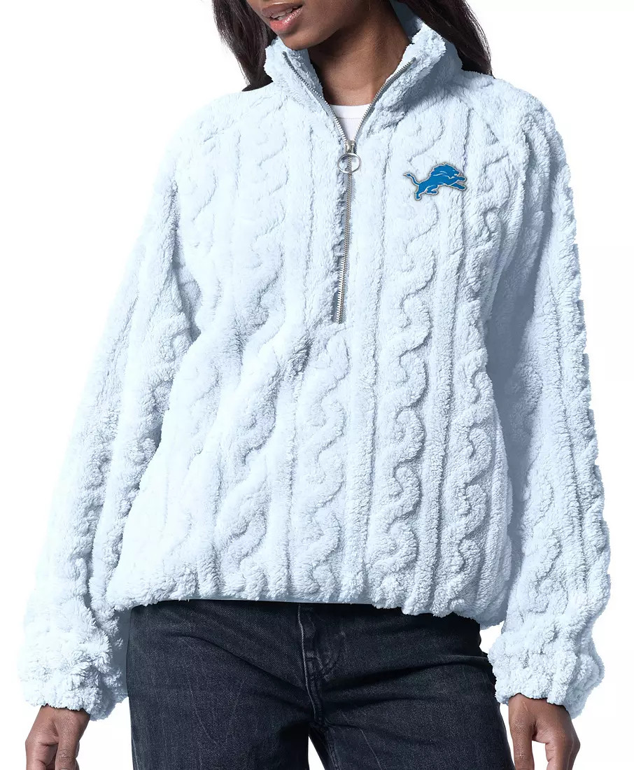 G-III for Her Women's Detroit Lions Light Blue Camp Sherpa 1/2 Zip Jacket | DICK'S Sporting Goods