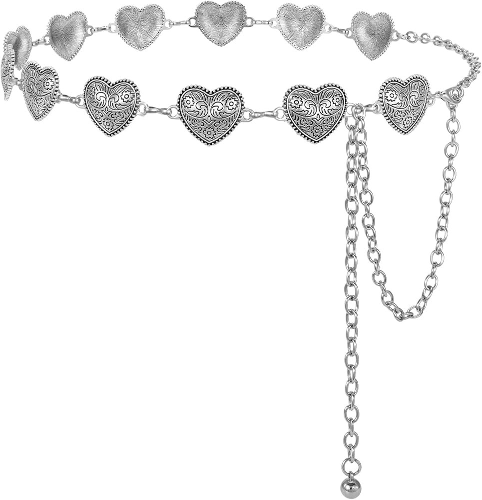 SANSTHS Women Western Concho Belt Cowgirl Boho Chain Belt Country Concert Metal Belt for Dresses | Amazon (US)