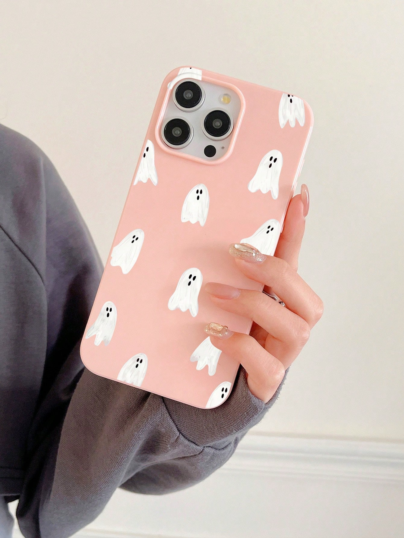 Shock-Absorbent Transparent Phone Case, Halloween Themed Ghost Print, Compatible With IPhone 16/I... | SHEIN