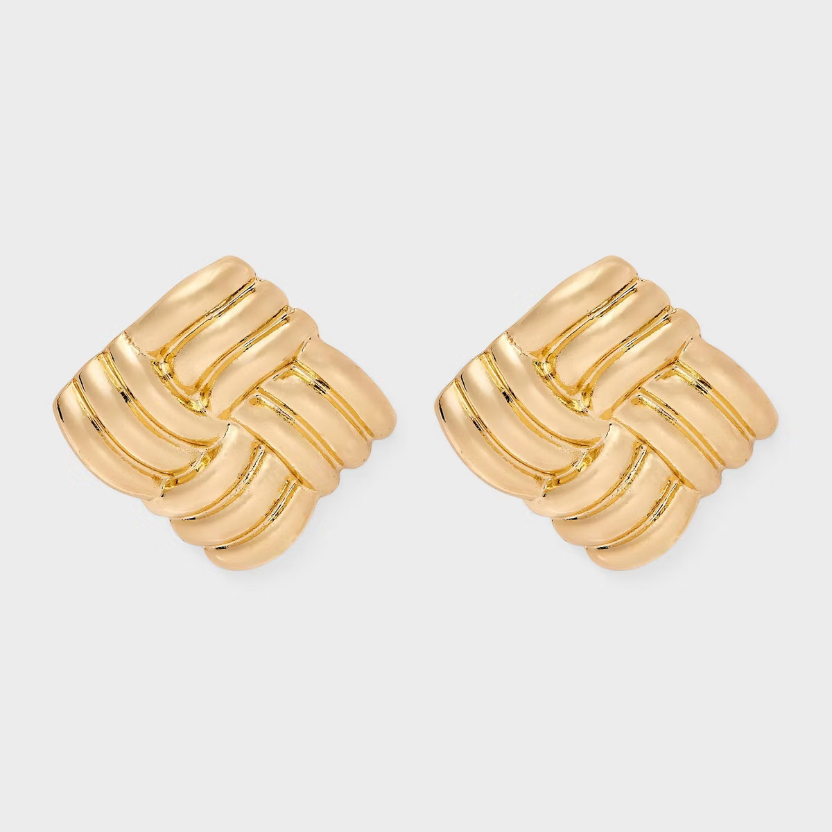 Woven Ribbed Square Post Earrings - A New Day™ Gold | Target