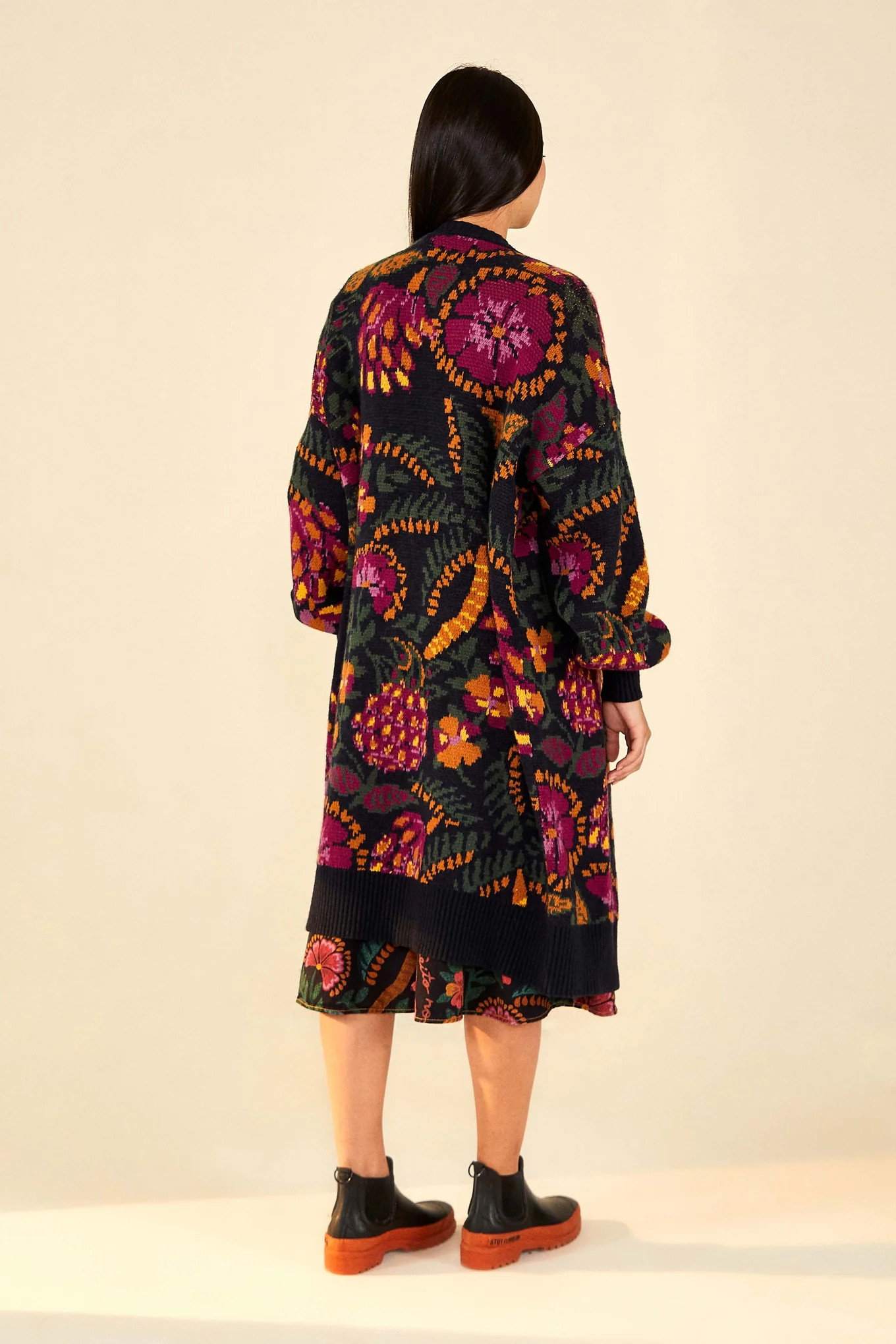 black flowerdoscopic cardigan | FarmRio (US)