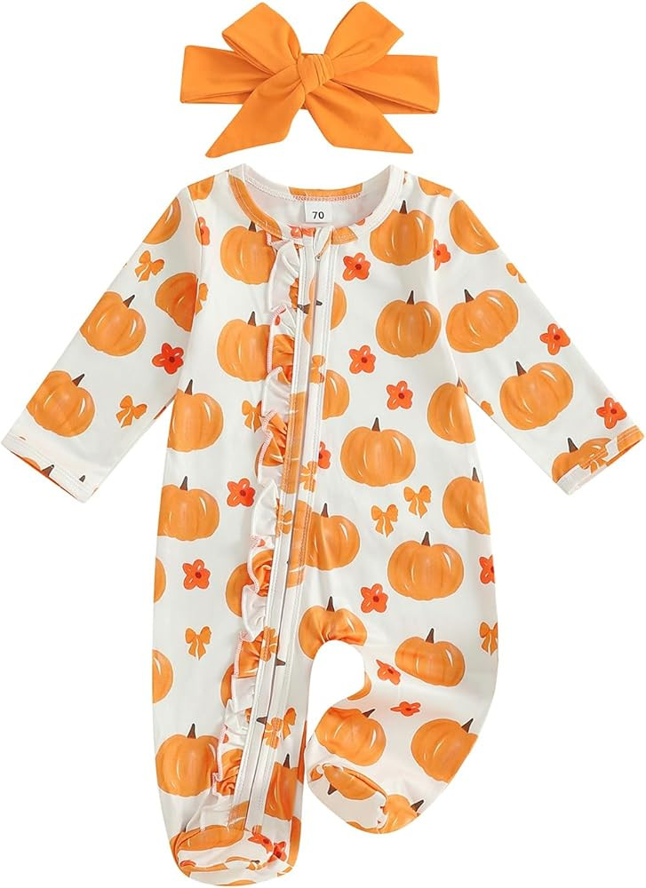 Halloween Newborn Baby Girl Clothes Infant Long Sleeve Romper Jumpsuit Bodysuit Christmas Outfits | Amazon (US)