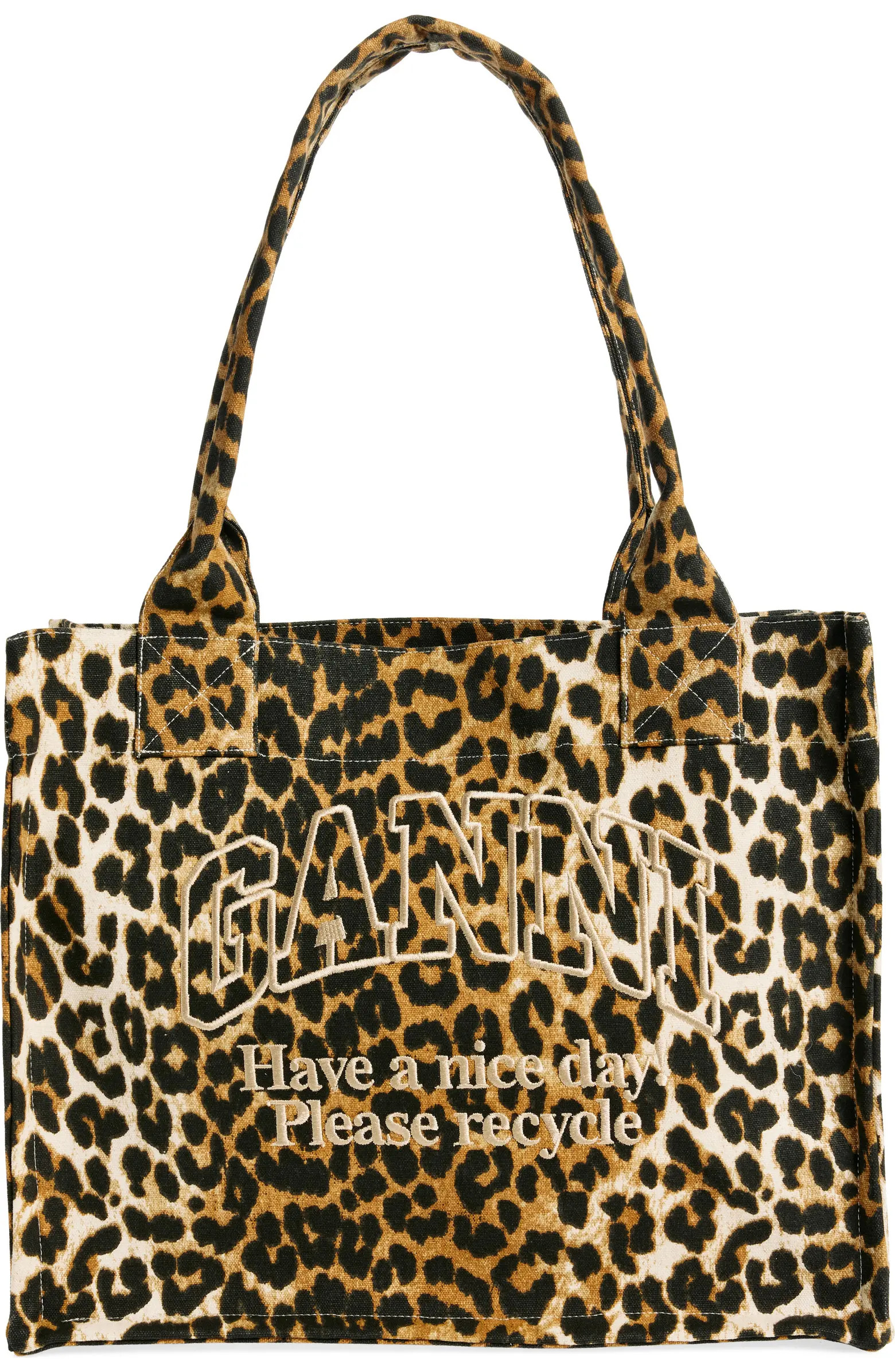 Large Leopard Print Recycled Cotton Shopper Tote | Nordstrom