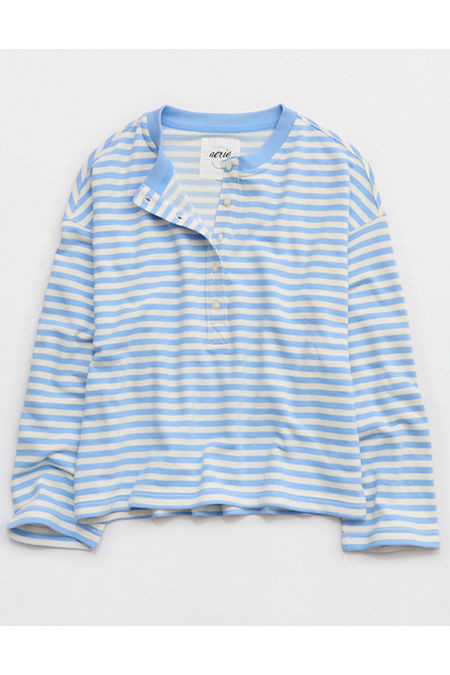 Aerie Alumni Henley Sweatshirt Women's Horizon Sky S | Aerie