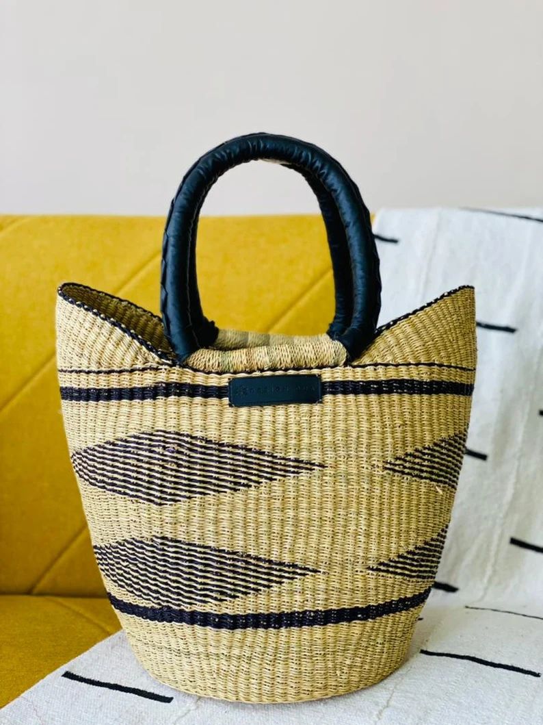 African Summer Basket by Design Dua | Beach Bag | African Basket | Bolga Basket | Handmade Purse ... | Etsy (US)