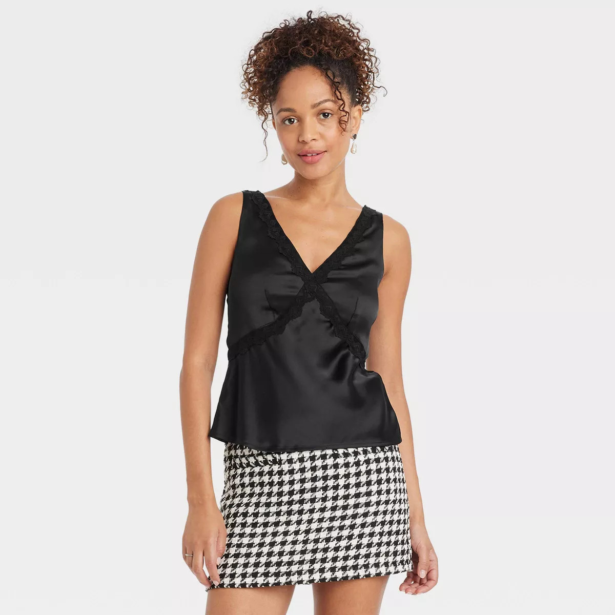 Women's Lace Trim blouse - A New Day™ Black S | Target