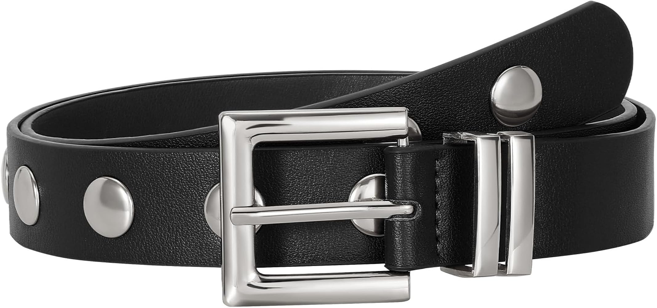 JASGOOD Women Fashion Leather Belt Ladies Studded Belt Punk Leather Belt for Jeans Pants Dresses | Amazon (US)