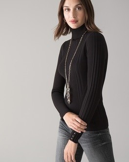 Long-Sleeve Transfer-Rib Turtleneck | White House Black Market