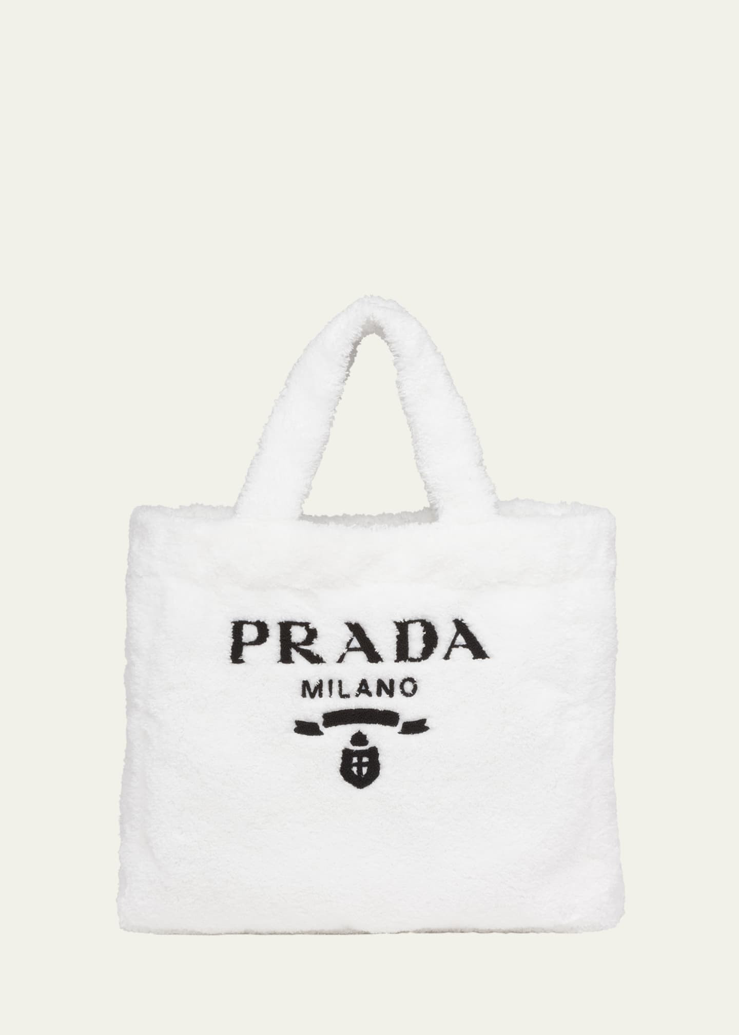 Prada Spunga Faux-Fur Logo Tote Bag | Bergdorf Goodman