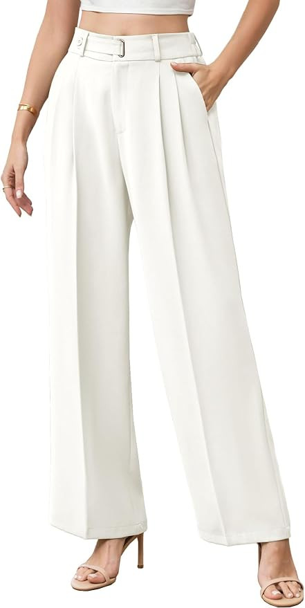 Betusline Women's Dress Pants Business Casual Straight Work Wide Leg Trousers,X-Small-3X-Large | Amazon (US)