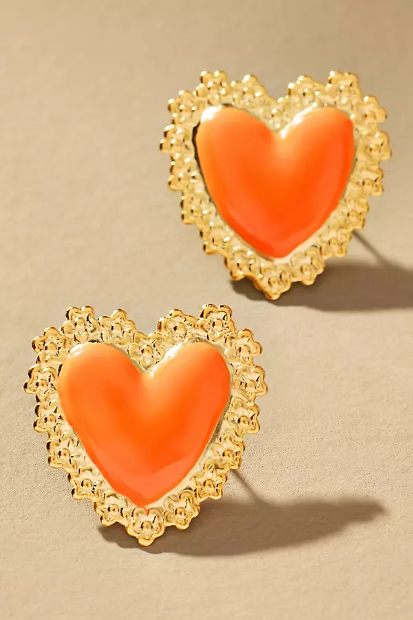 The Pink Reef Love Heart Stud Earrings | Anthropologie (US)