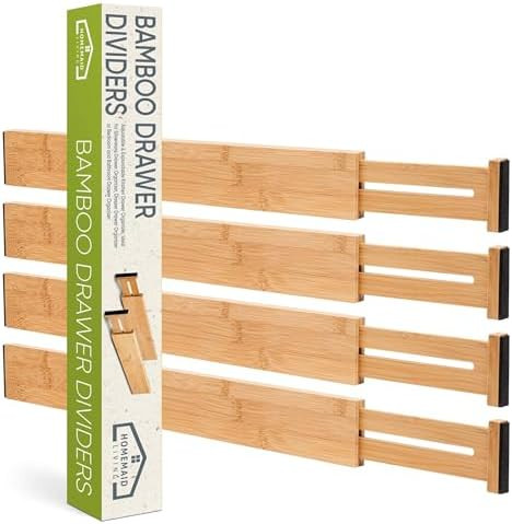 Homemaid Living Bamboo Drawer Organizer Adjustable and Expandable - Ideal Drawer Dividers for Kit... | Amazon (US)