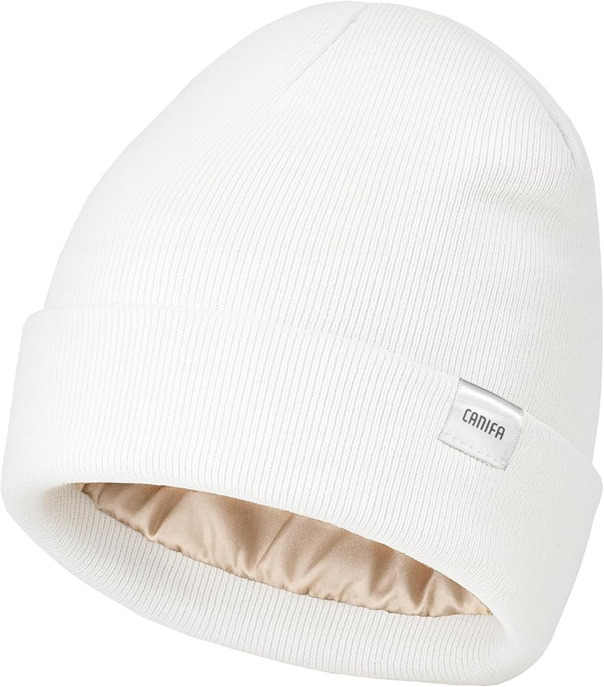 Satin Lined Beanie for Women Men, Triple Layer Warm Winter Knit Hat, Less Frizz, for Women | Amazon (US)