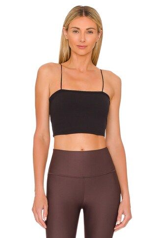 alo Goddess Ribbed Bandeau Top in Black from Revolve.com | Revolve Clothing (Global)