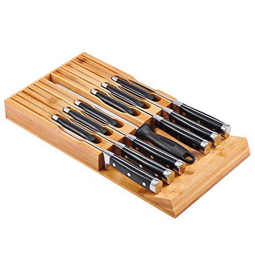Utoplike In-Drawer Bamboo knife block Drawer Organizer and Holder,fit for 12 knives and one sharp... | Walmart (US)