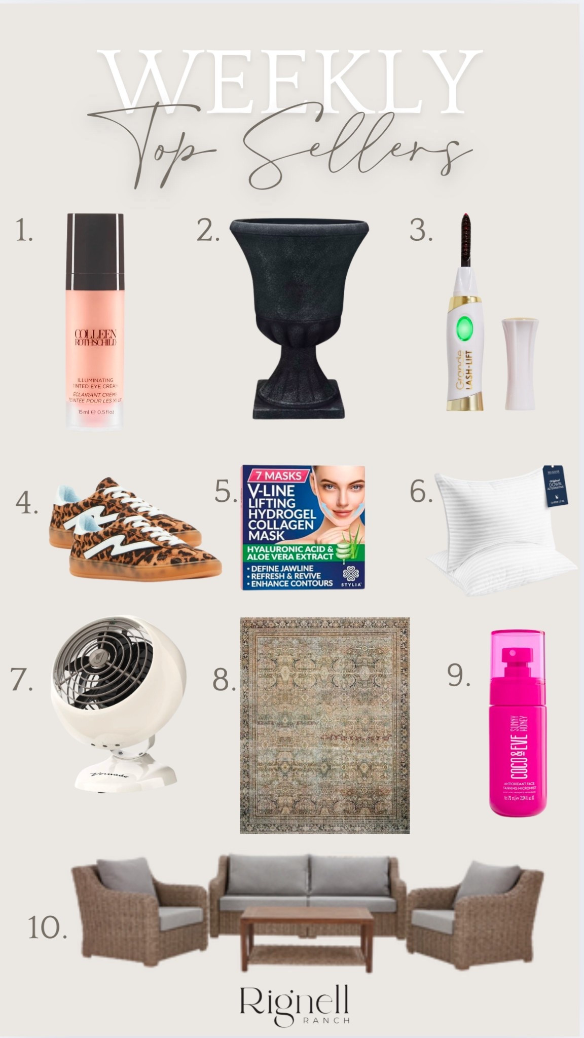 Top 10 products of last week! 

Links below! 

#rugs #top10 #pillows #healthandbeauty #fan #eyelashcurler #chinmask #pots #planter #shoes #selftanner 

#LTKFamily #LTKHome #LTKBeauty